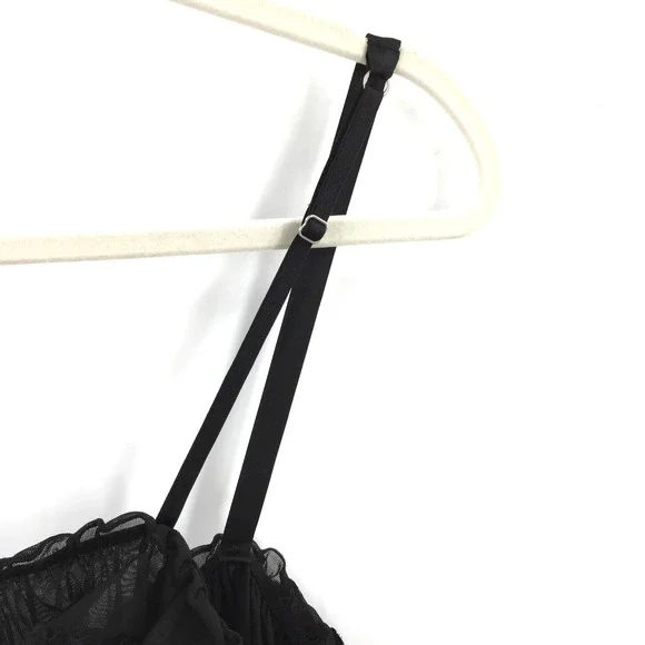 Victoria Secret Black Lace Babydoll top sheer lingerie whimsigoth coquette M - Picture 10 of 10